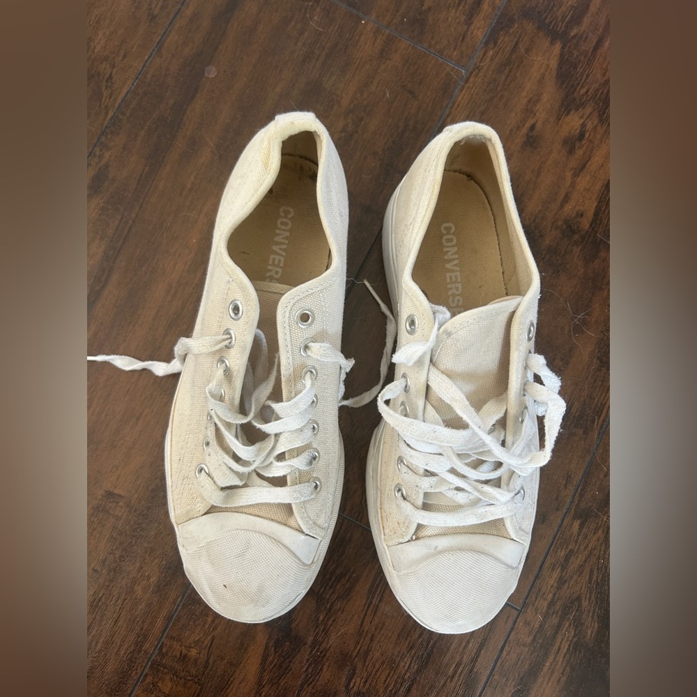Converse Jack Purcell platform  Off-White Canvas Sneakers Y2K